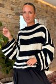 Made in Italy Big Softie Stripe Shortie Knit Black